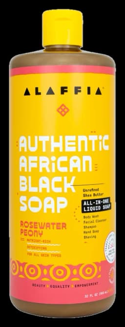 Alaffia Authentic African Black Soap All-In-One - Rosewater Peony