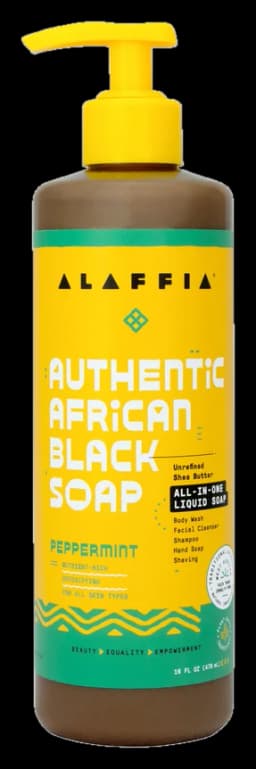 Alaffia Authentic African Black Soap All-In-One - Peppermint, 16 oz