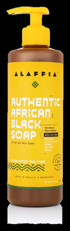 Alaffia Authentic African Black Soap All-In-One - Eucalyptus Tea Tree, 16 oz