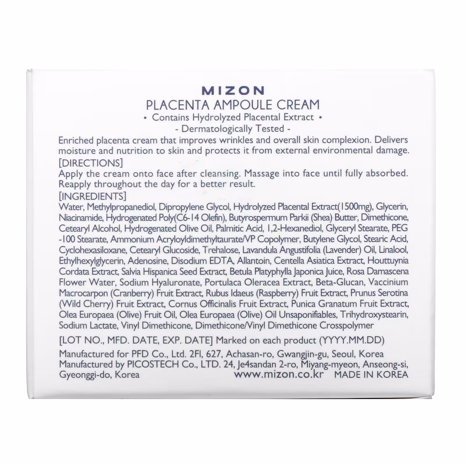 Mizon 태반 앰플 크림 50ml(1.69fl oz) MIZ-75242